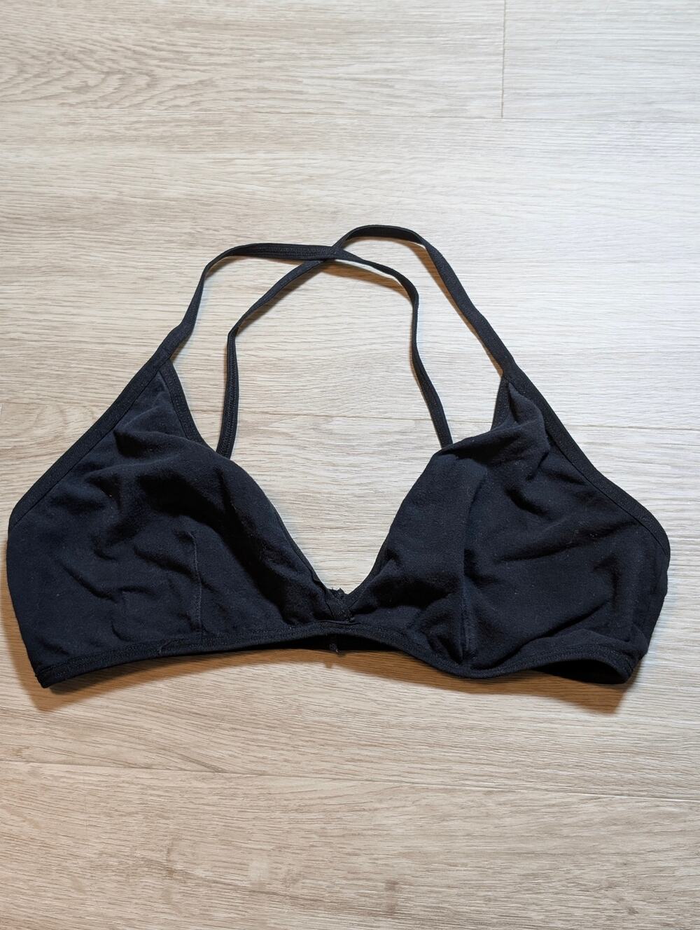 American Apparel Womens Black Size L Halter Triangle Bralette Crop Top Lounge